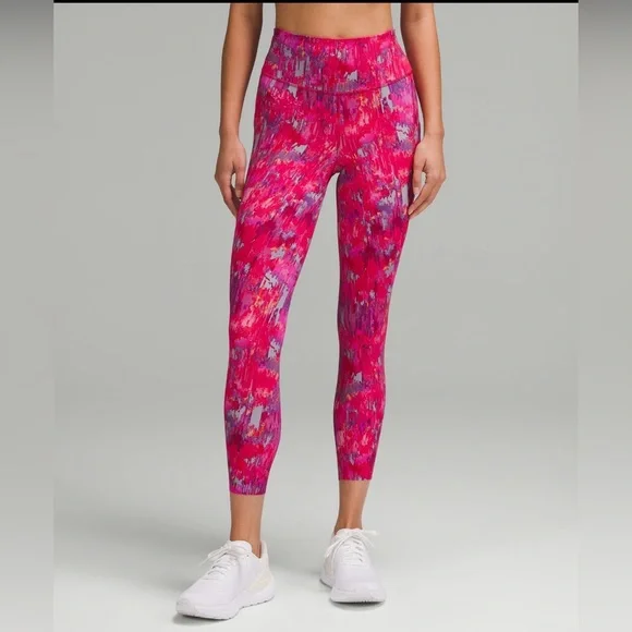 Lululemon NWT Women’s Fast And Free HR Tight 25” Pockets. Pow Pink Multi. Size 2 - Picture 1 of 16